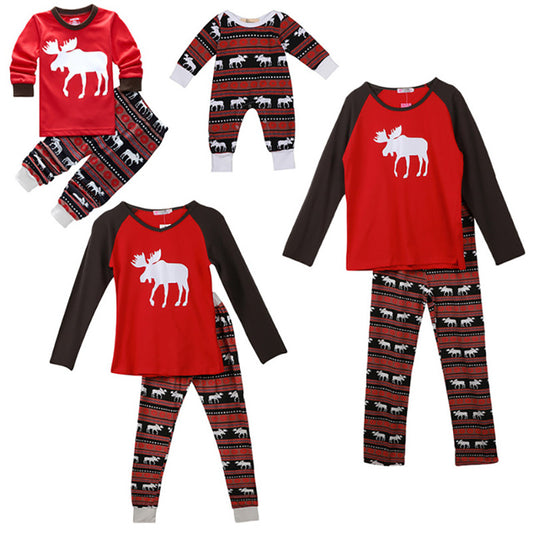 Matching Family Christmas Pajamas – Red Reindeer Print Holiday Set
