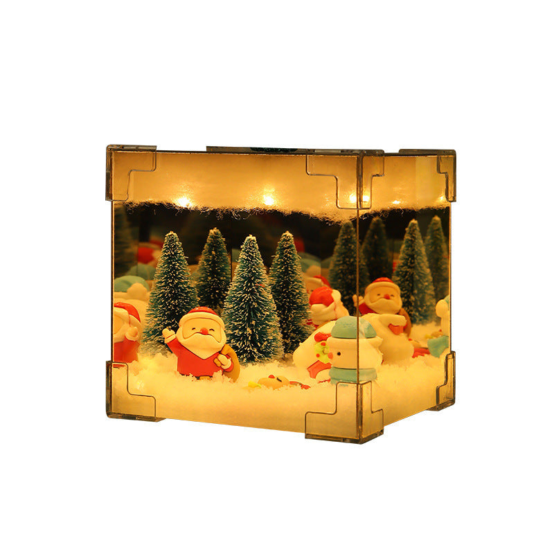 Christmas Glow Cube – 3D LED Santa & Tree Light Box