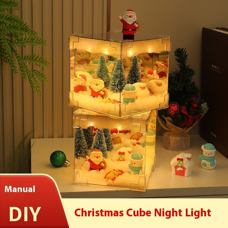 Christmas Glow Cube – 3D LED Santa & Tree Light Box