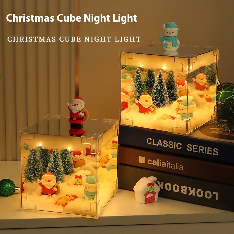 Christmas Glow Cube – 3D LED Santa & Tree Light Box